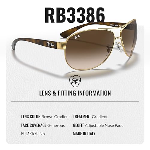 Image of Ray-Ban RB3386 Pilot Shaped Sunglasses for Men with Official RAYBAN Eyewear Kit