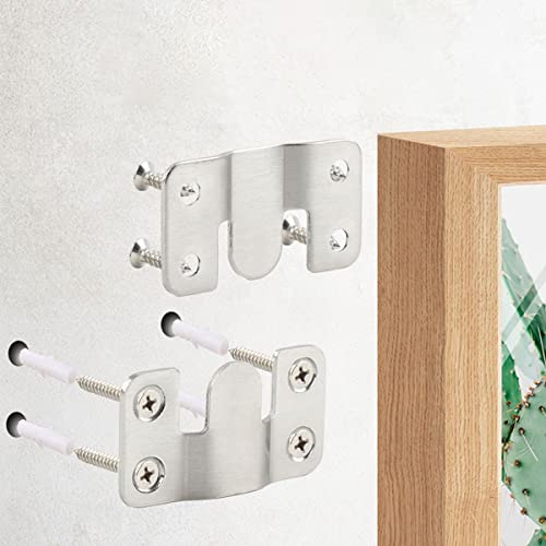 Image of 8 Pairs Stainless Steel Interlock Hanging Buckle, Z Clip Bracket Interlock Hanging Buckle Mountain Buckle Flush Concealed Mount Brackets for Picture Display Art Gallery