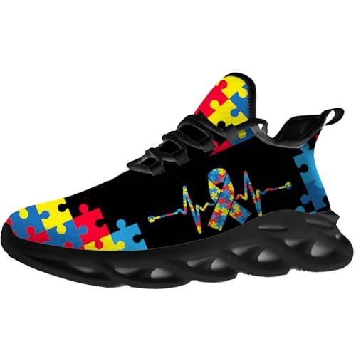Men's Women's Autism Shoes Autism Awareness Sneakers Running Walking Tennis Shoes Gifts for Men Women