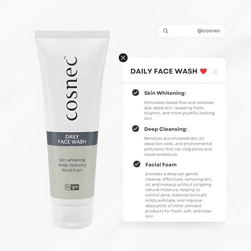 Image of DailYy Face Wash 75 g | GentlLe CleansinNg Facial Foam for Fresh & Clean Skin | For Men & Women,दैनिक उपयोग वाला फेस वॉश, त्वचा के लिए फेस वॉश, काले धब्बों के लिए फेस वॉश,[ pack of 1 ]