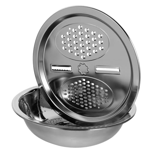 Abaodam 多機能ステンレス鋼おろしボウル 排水バスケット付き 野菜調理用洗浄と水切り兼用 キッチン用便利グッズ ピクニックや家用に適合
