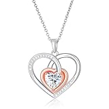 Diorra Heart Pendant Necklaces for Women 925 Sterling Silver Necklace Dainty CZ Crystal Diamond Love Heart Charm Chain Valentine's Day Gifts for Women