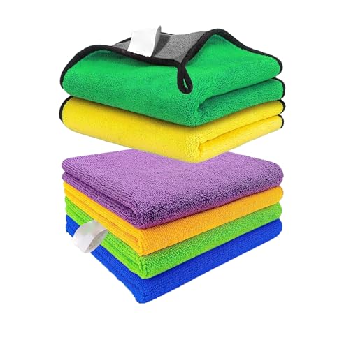 Warmfinity Microfibre Cloth Pack of 6 (4 Pcs 350 GSM & 2 Pcs 800 GSM) 40cm x 40cm Cloth Car Bike Cleaning, Polishing Towels Multipurpose Automotive Ultimate Cleaning Cloth