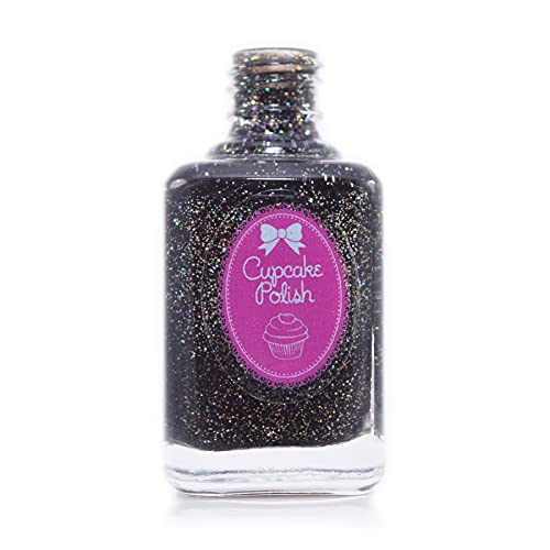 Onyx - black glitter holographic nail polish by Cupcake Polish