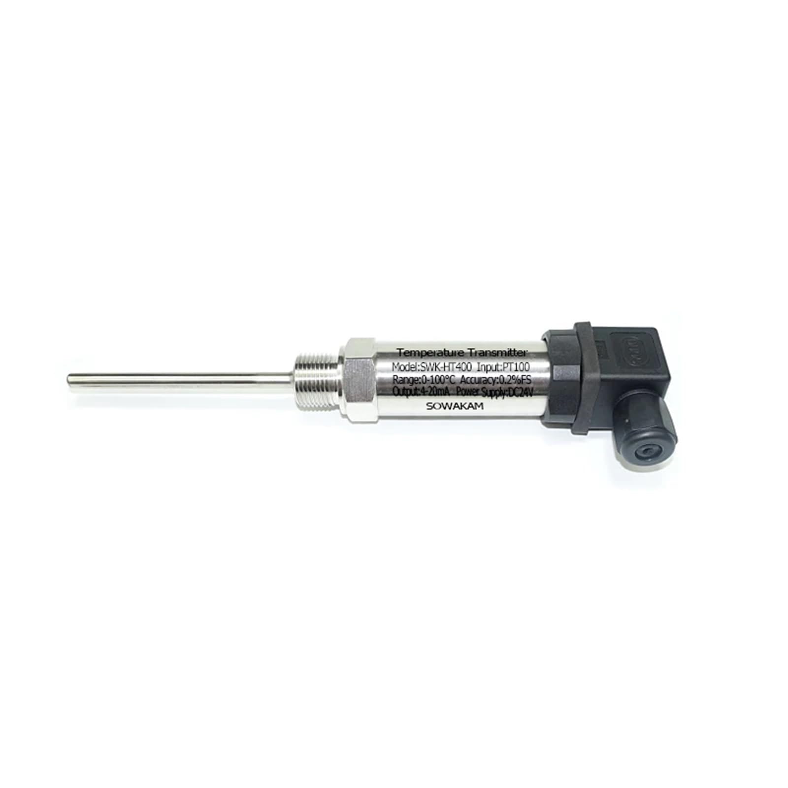 Sensor de Temperatura RTD de Platino PT100 Módulo Sonda de Temperatura RTD enchufable Salida de 4-20 mA 24 VCC Temperatura Hussman(0-50C M20-1.5,150mm)