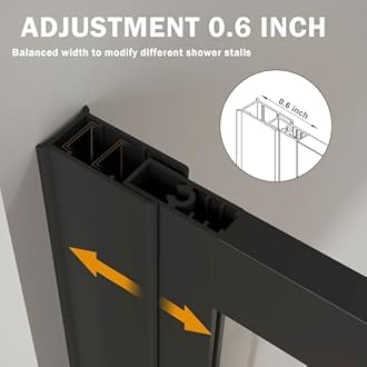 Goodyo 34” X 72” Shower Door Tempered Glass Framed Shower Screen Panel for Walk-in Bathroom Matte Black Finish, Middle Glass Frosted Pattern, 3-Pieces Glass