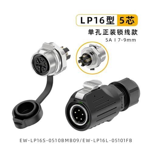 Conector EW-LP16-5P de aviación estanco con panel de metal y 5 pines 3