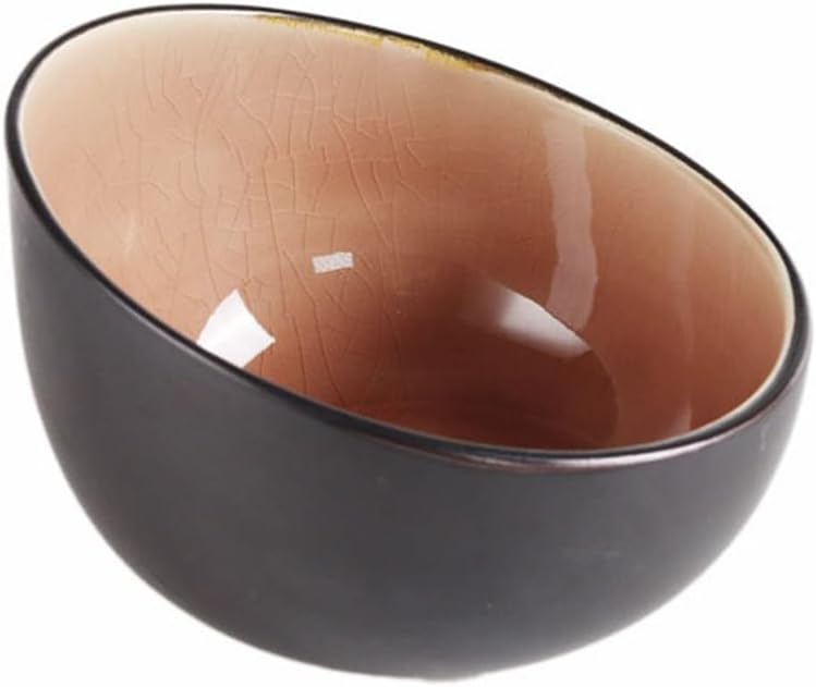 Vintage Ceramic Eating Bowl Ice Crackle Glaze Dessert Slant Mouth Snack Tableware