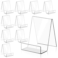 Cnwinu Clear Acrylic Book Holder,Acrylic Display Stand with Ledge,Plate Stand for Displaying Books,Picture Albums,Recipe,Card,Magazine,Notebooks,Crafts,Photos,Phones (10 Pcs,Large)