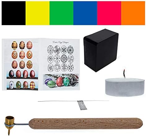 Miniatura 8 de Kistkas, cera de abejas, 6 tintes, alambre de limpieza, velas e instrucciones de 0.012 in, kit de decoración de huevos de Pascua ucranianos