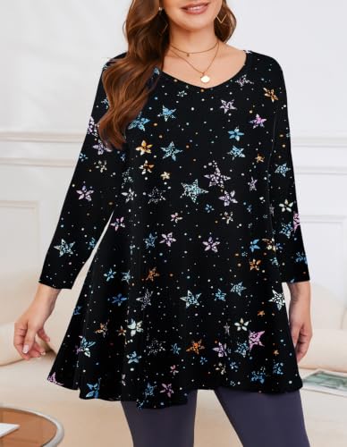 Image of LARACE Plus Size Tops for Women 3 /4 Sleeve Shirts V Neck Tunic Tops Blouses