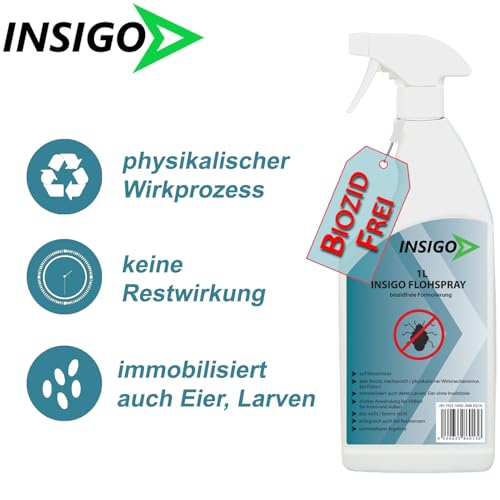 NEU Biozidfreies Flohmittel für Hund 500ml – Flohabwehr – Effektives Mittel für Flöhe im Haus – Flee Spray & Flohspray für Katzen – Floh Abwehr-Lösung von INSIGO