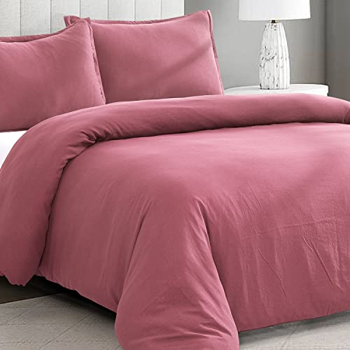 Plushii Duvet Cover Queen Size, Ultra Soft Washed Microfiber,Solid Color Bedding Duvet Cover Set With Zipper Closure,3 Pieces - 1 Comforter Cover And 2 Pillow Shams,Coral #TOP1