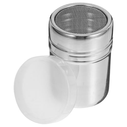 AUTSUPPL Reusable Stainless Steel Powder Shaker with Fine Mesh Screen and Easy-Open Lid Evenly Disperses Sugar Cocoa Cinnamon and Chocolate Sprinkles for Coffee Baking and Cooking Compact