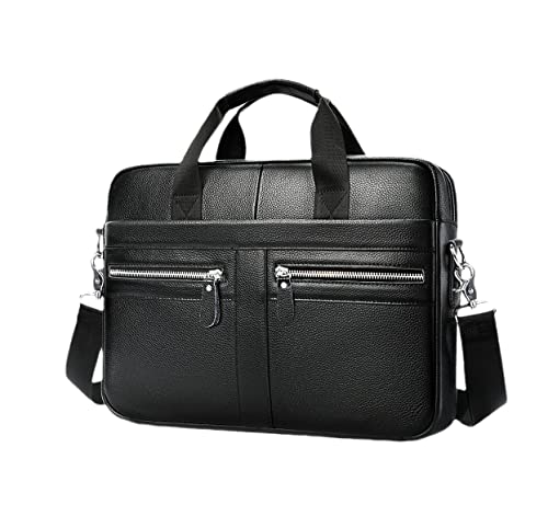 Valise pour ordinateur portable en cuir véritable Noir 02 d'une finition haut de gamme
