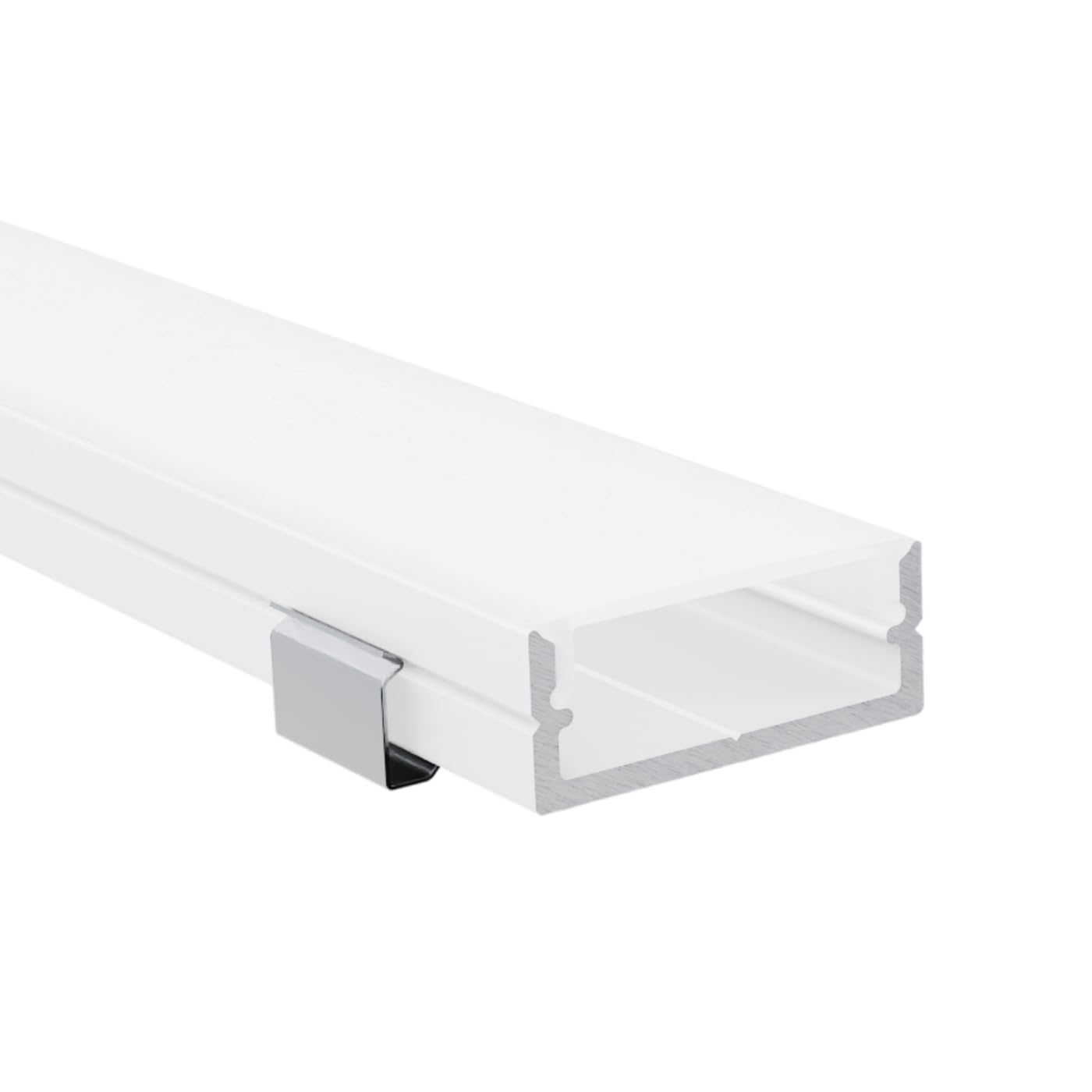 Weißes LED Aluminiumprofil - Aufputzprofil 200 cm | Opale Abdeckung + Zubehör | für bis zu 20 mm LED-Streifen | kompatibel mit Philips Hue | 2m | Bille