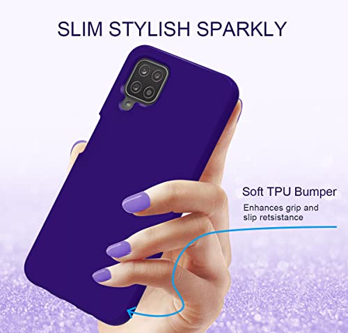 Pulen For Samsung Galaxy A12 Case With Built-In Screen Protector,Rugged Pc Front Cover + Soft Tpu Non-Slip Back Cover, Shockproof Full-Body Protective Case Cover-Purple #TOP4