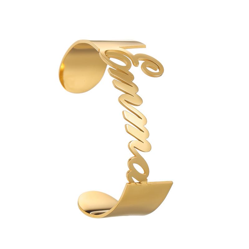 JINMA Custom Name Cuff Bracelet – Personalized Stainless Steel Open Bangle, Adjustable Engraved Name Bracelet for Women