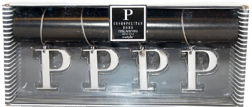 Cosmopolitan Home by Mud Pie, Set of Four Metal Charm Napkin Rings with Monogram 'P'