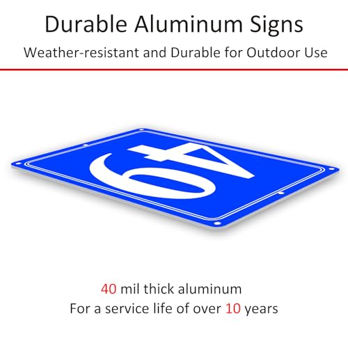 Image of Premium Aluminum Number Signs 49, Metal 12 inch X 8 inch Blue Numbered Signs Outdoor for Parking Lots, Floor, Dock, Court, Aisle, Field, High Visibility, No Fade, Weather-resistant