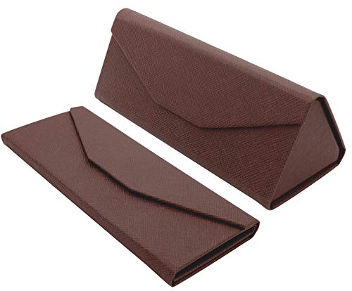 TBOC Funda Plegable Gafas de Sol - Estuche [Marrón] Rígido [Triangular] con [Cierre Magnético] y Forro Interior Bolso Mochila Coche Guardar Gafas de Ver Lectura Grandes Pequeñas para Hombre Mujer Niño