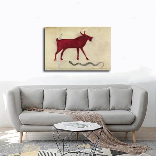 Toile chèvre rouge Bill Traylor tableau de collection haut de gamme