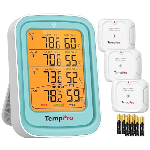 Image of LABART ThermoPro TP220B 500FT Digital Hygrometer Indoor Outdoor Thermometer Wireless Temperature and Humidity Gauge Digital Hygrometer Thermometer Temperature Humidity Monitor