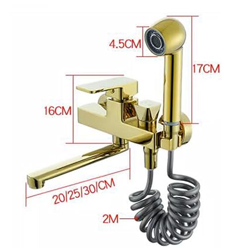 Mitigeur cuisine mural or avec douchette spray gun rétractable 20cm