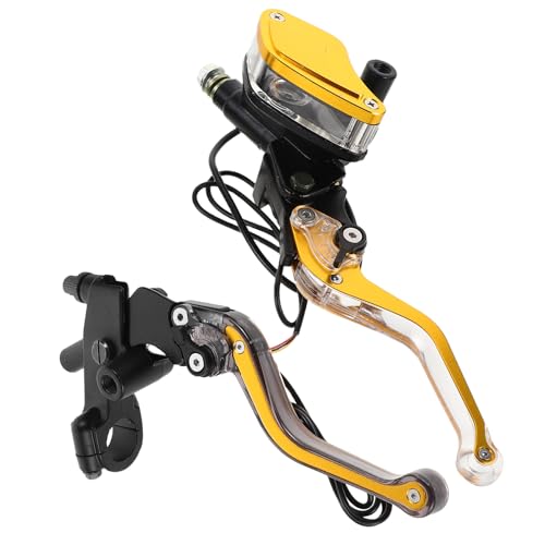 Levier de frein moto Healvian CNC jaune en alliage haut de gamme avec cylindre 7/8