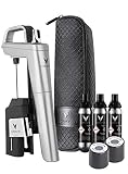 Coravin - Model Six Wein Konservierungssystem - 3 Gas Patronen, 2 Schraubverschlüsse und Tragetasche - Silber