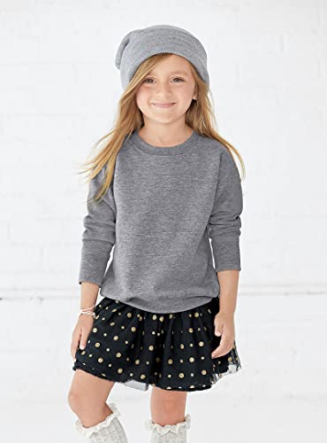 RABBIT SKINS Toddler Fleece Long Sleeve Pullover Sweatshirt, Granite Heather, 5/63