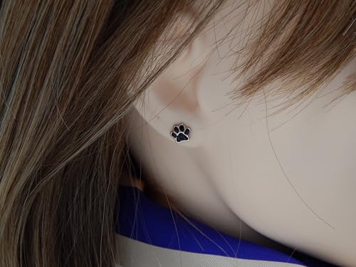 Rose Gold Plated on 925 Sterling Silver with Crystal Paw Print Stud Earrings 5475 (Nickel Free)3