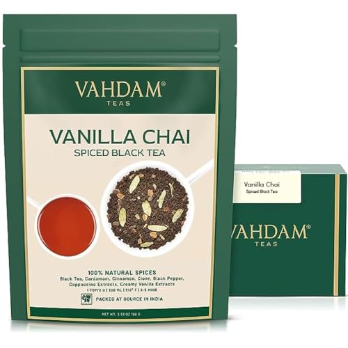 VAHDAM Vanilla Spiced Masala Chai | 3.53oz (50 Cups) Gluten Free ...