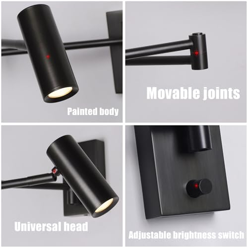 Lámpara de pared LED moderna plegable estilo industrial vintage con interruptor metálico 3