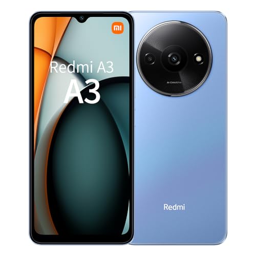 Xiaomi Redmi A3 Smartphone 4 GB+128 GB, 5000 mAh, 90 Hz, frecuencia de actualización de 6,71 pulgadas, pantalla azul