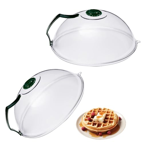 Vientiane 2 Piezas Cubierta de Microondas con Asa, Cubierta para Salpicaduras de Microondas, Tapa para Placa de Microondas, Tapa Transparente de Microondas, Apto para Verduras y Frutas (Verde)