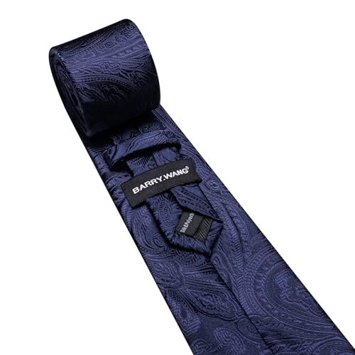 Image of Barry.Wang Men Tie Set Paisley Silk Necktie Pocket Square Cufflinks Formal Wedding Business Party