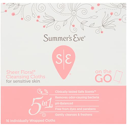 Summer's Eve Feminine Cleansing Cloths For Sensitive Skin Sheer Floral, 16 Count