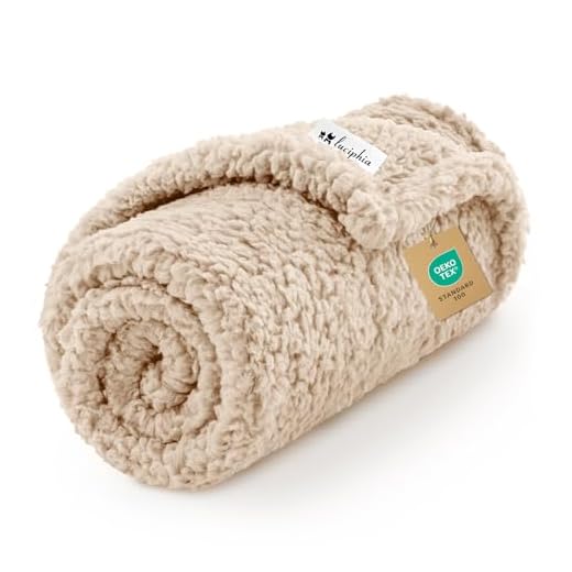 Premium Fleece Dog Blanket Soft Pet Sherpa Calming Blankets Throw for Dog Puppy Cat, Beige Small (20x30)