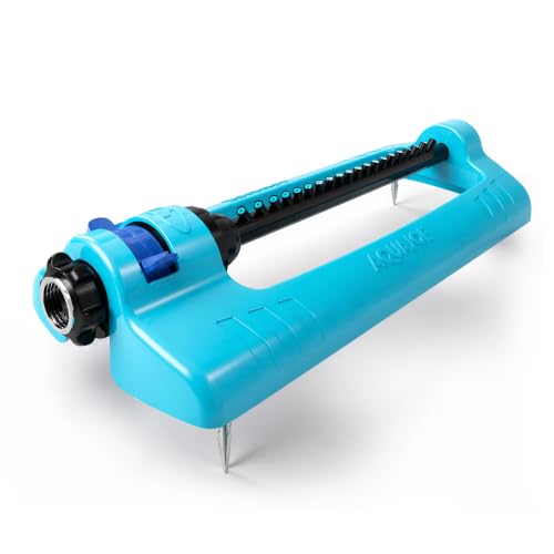Image of Aqua Joe Oscillating Sprinkler with Metal Ground Spike, Adjustable Spray Position Irrigator for 4000 Sq Ft Coverage Compatible with Garden Hoses