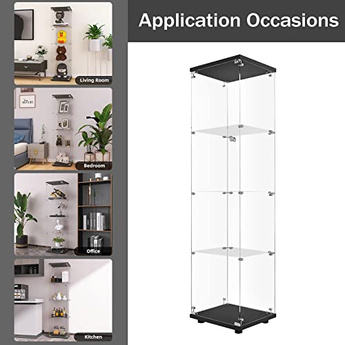Image of LFT HUIMEI2Y 4-Tier Glass Display Cabinet with Lock, Display Case Black