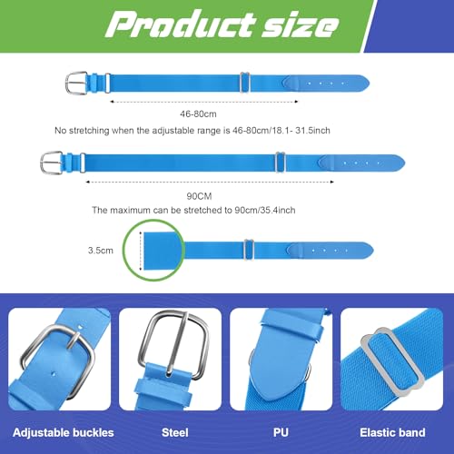 Hercicy 3 peças de cintos de uniforme de beisebol para adultos e jovens, cinto de uniforme de tamanh