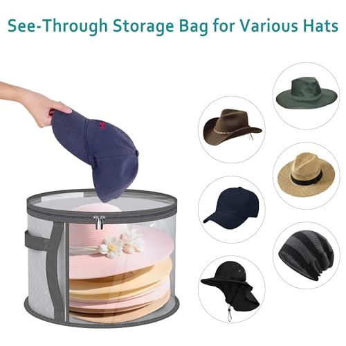 Sac de rangement transparent Adorila pour casquettes de baseball et chapeaux femme en gris - 4