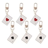 Framendino, 6 Pack Poker Card Keychain Rectangle Playing Card Key Ring for Women Men Bag Decor