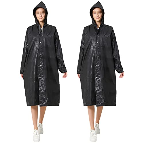2 Pcs Unisex Rain Coats Adults Clear Rainwear Lightweight Rain Cape Emergency Rain Cover Rain Jacket with Hood