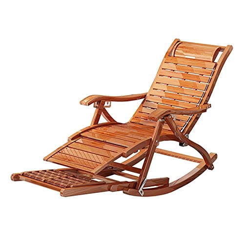 Genérico Mecedoras de Madera Silla de Playa Plegable Tumbona reclinable, Descanso para el Almuerzo Plegable Balcón Silla Sofá Silla de Ocio, Silla de bambú al Aire Libre Silla de jardín Rec