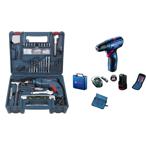 Image of BOSCH Professional GSB 500 RE Corded-Electric Drill Tool Set, 10 mm, 500 Watt, 1 Year Warranty, Blue