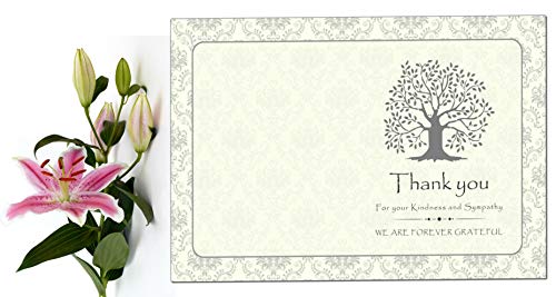 Elcer 20 Celebration Of Life Funeral Thank You Cards With Envelopes Acknowledgment Memorial Sympathy Thank You Cards (Ivory Cream) #TOP5