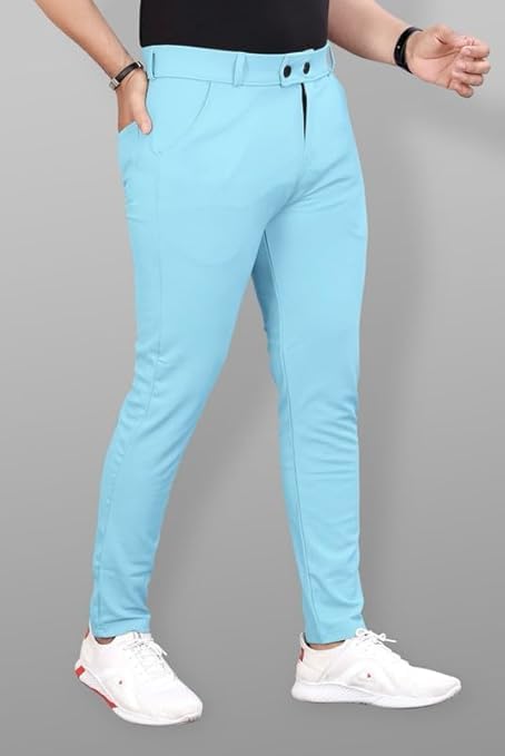 Image of Twill Lycra Men Trouser | Standard Fit Casual & Office Wear | Soft Stretchable Fabric | Comfortable Bottom Wear