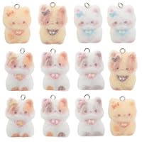 Baluue 12pcs Flocked Resin Cat Charms Kitten Keychain Pendants for DIY Jewelry Making Bag Phone Charms Soft